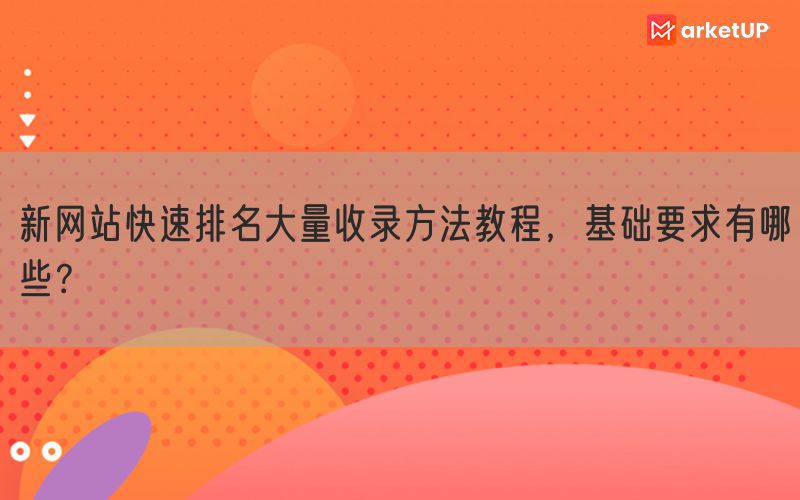 新网站快速排名大量收录方法教程，基础要求有哪些？(图1)