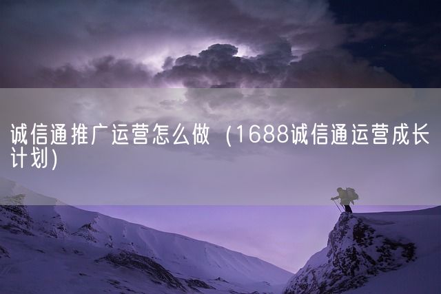 诚信通推广运营怎么做（1688诚信通运营成长计划）(图1)