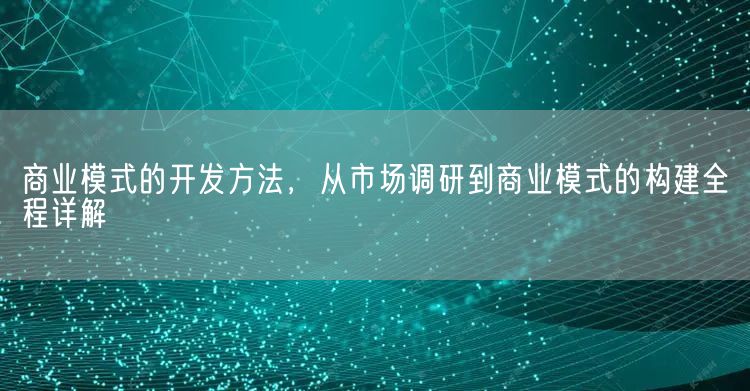 商业模式的开发方法，从市场调研到商业模式的构建全程详解(图1)