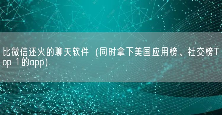 比微信还火的聊天软件（同时拿下美国应用榜、社交榜Top 1的app）(图1)