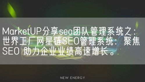 MarketUP分享seo团队管理系统之：世界工厂网星链SEO管理系统：聚焦SEO 助力企业业绩高速增长。(图1)