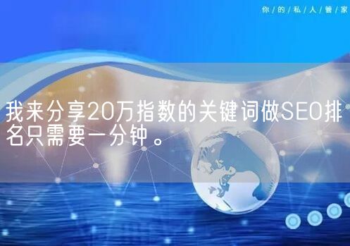 我来分享20万指数的关键词做SEO排名只需要一分钟。(图1)