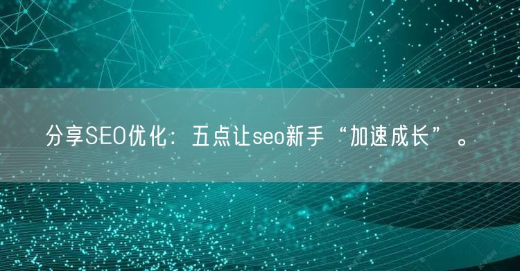 分享SEO优化：五点让seo新手“加速成长”。(图1)